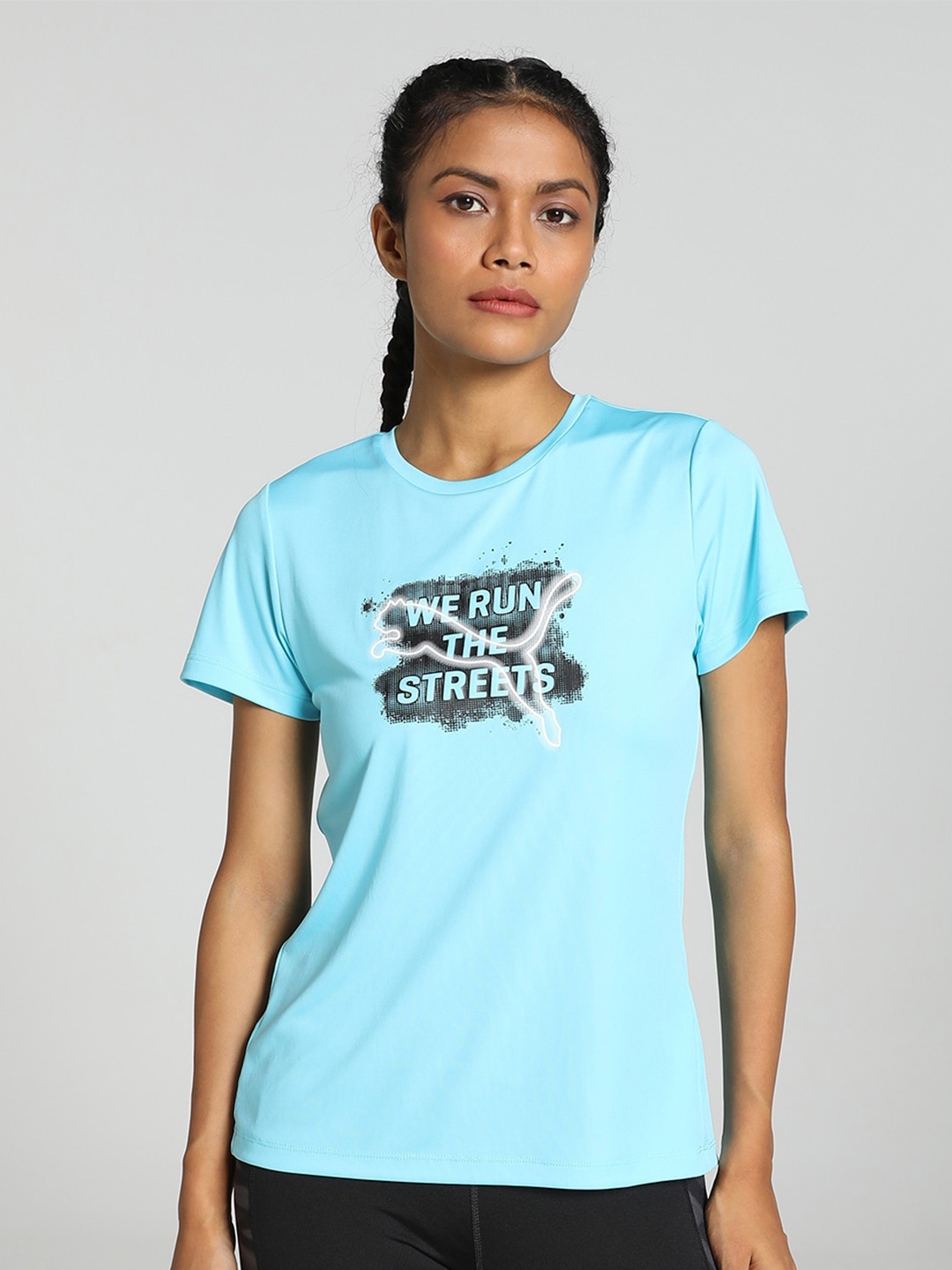 

Puma Women Printed Running T-Shirt, Blue