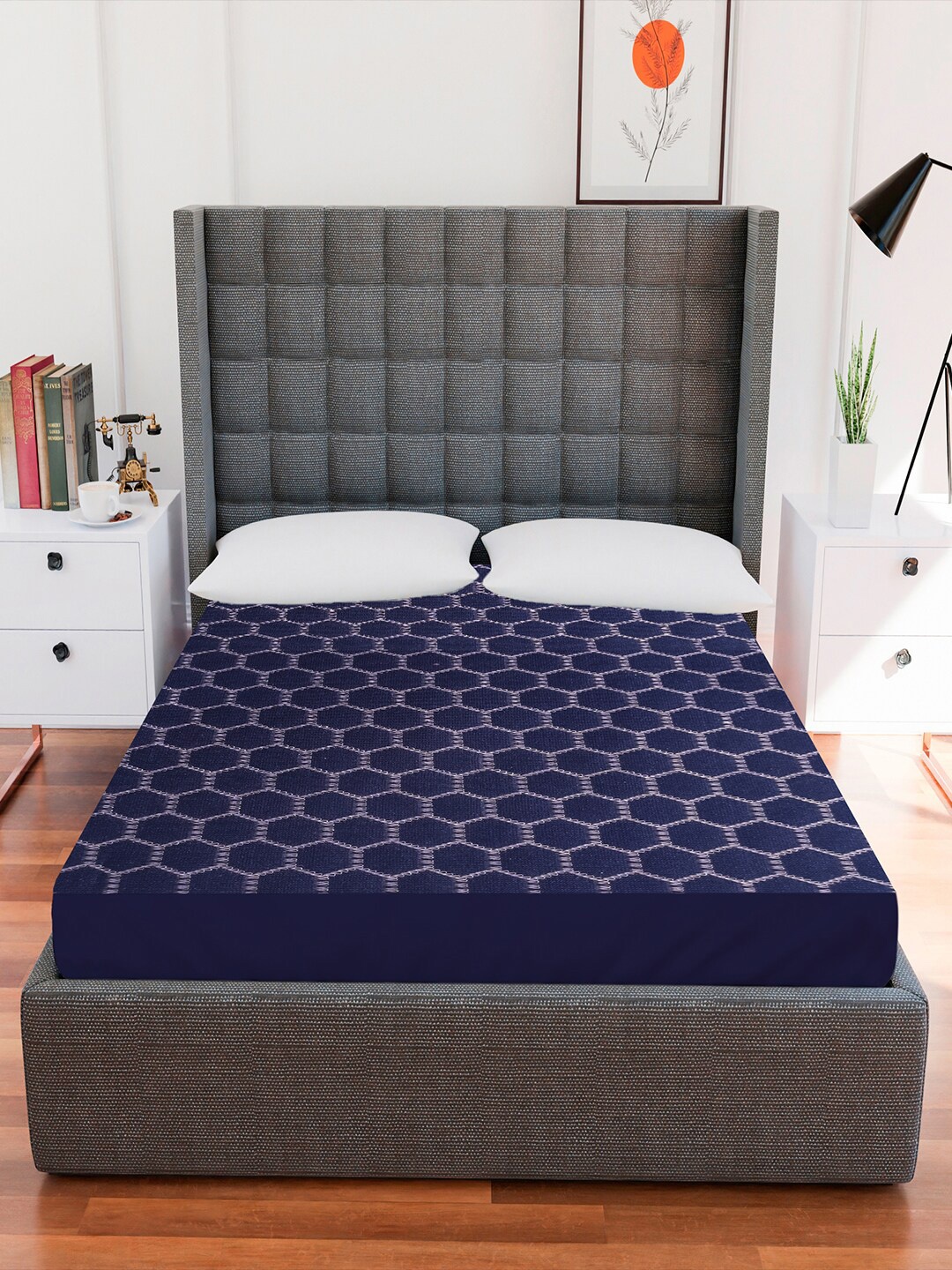 

AVI Navy Blue Waterproof Deep Skirting Single Mattress Protector