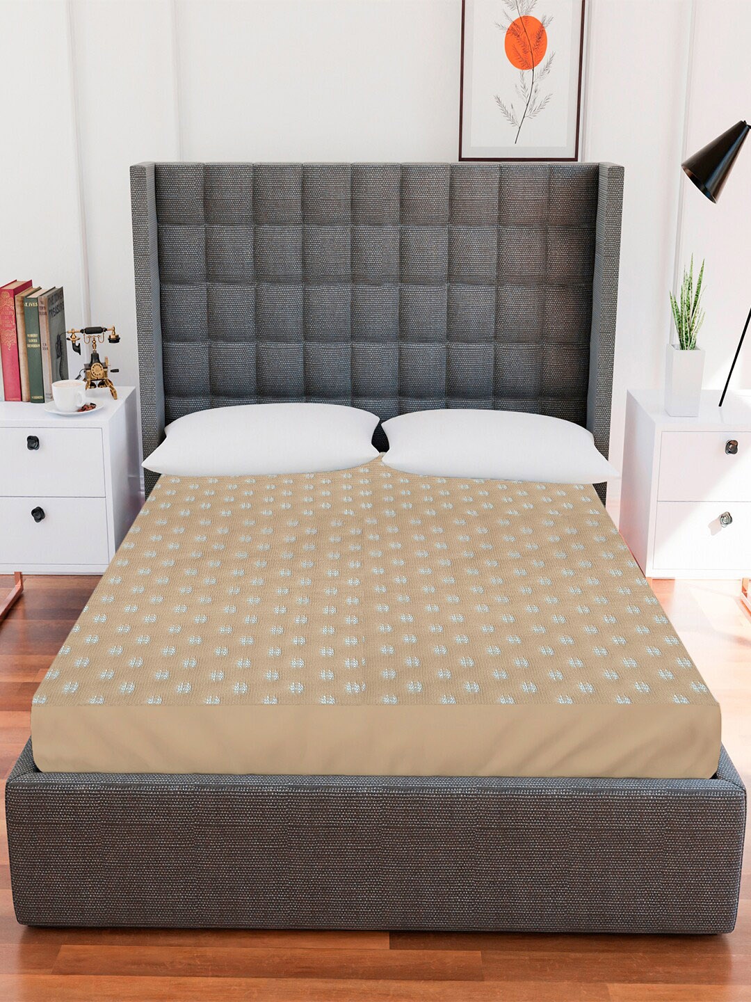 

AVI Beige Jacquard Waterproof Deep Skirting Mattress Protector