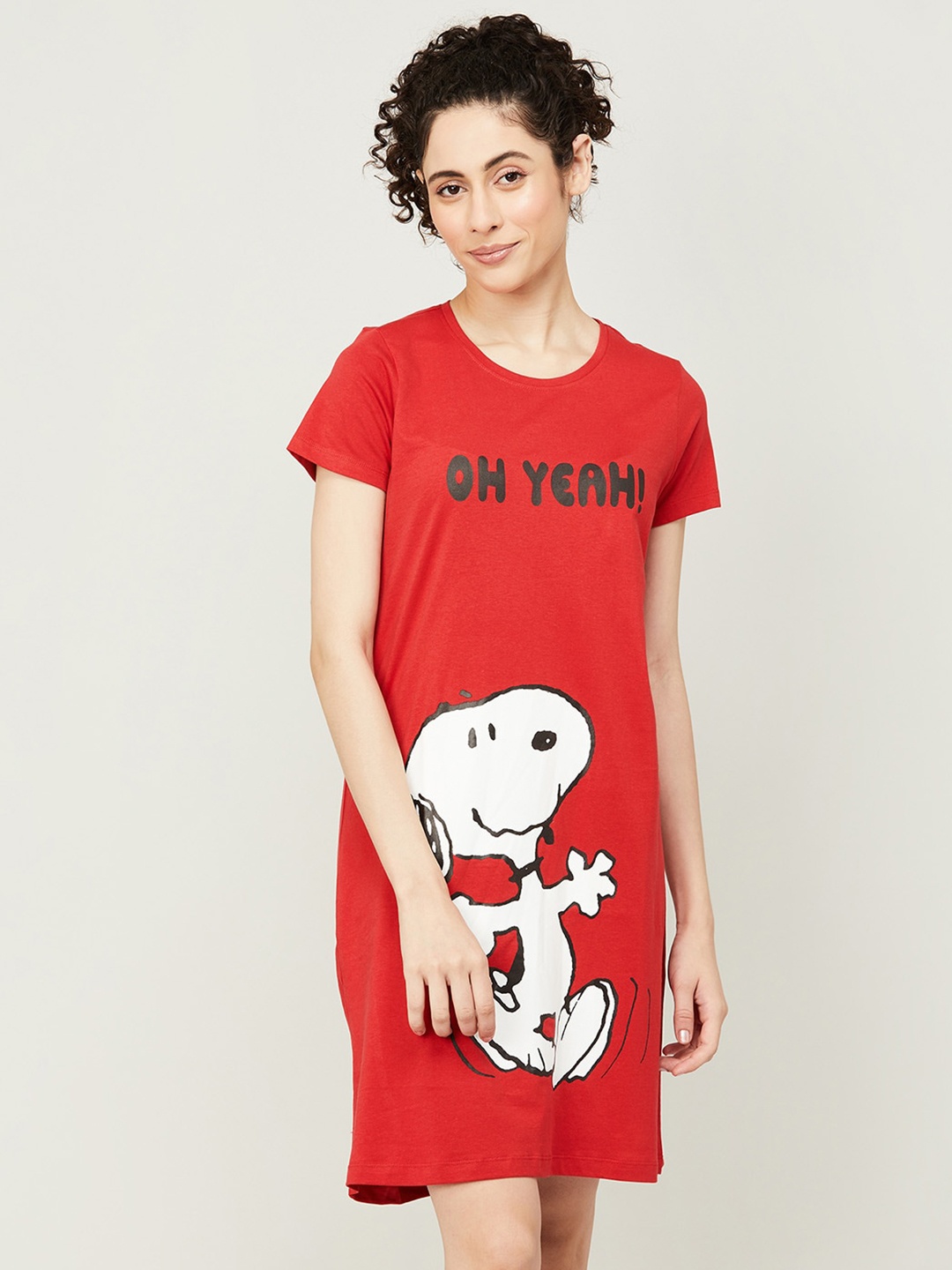 

Ginger by Lifestyle Printed Cotton Lounge T-shirt, Red