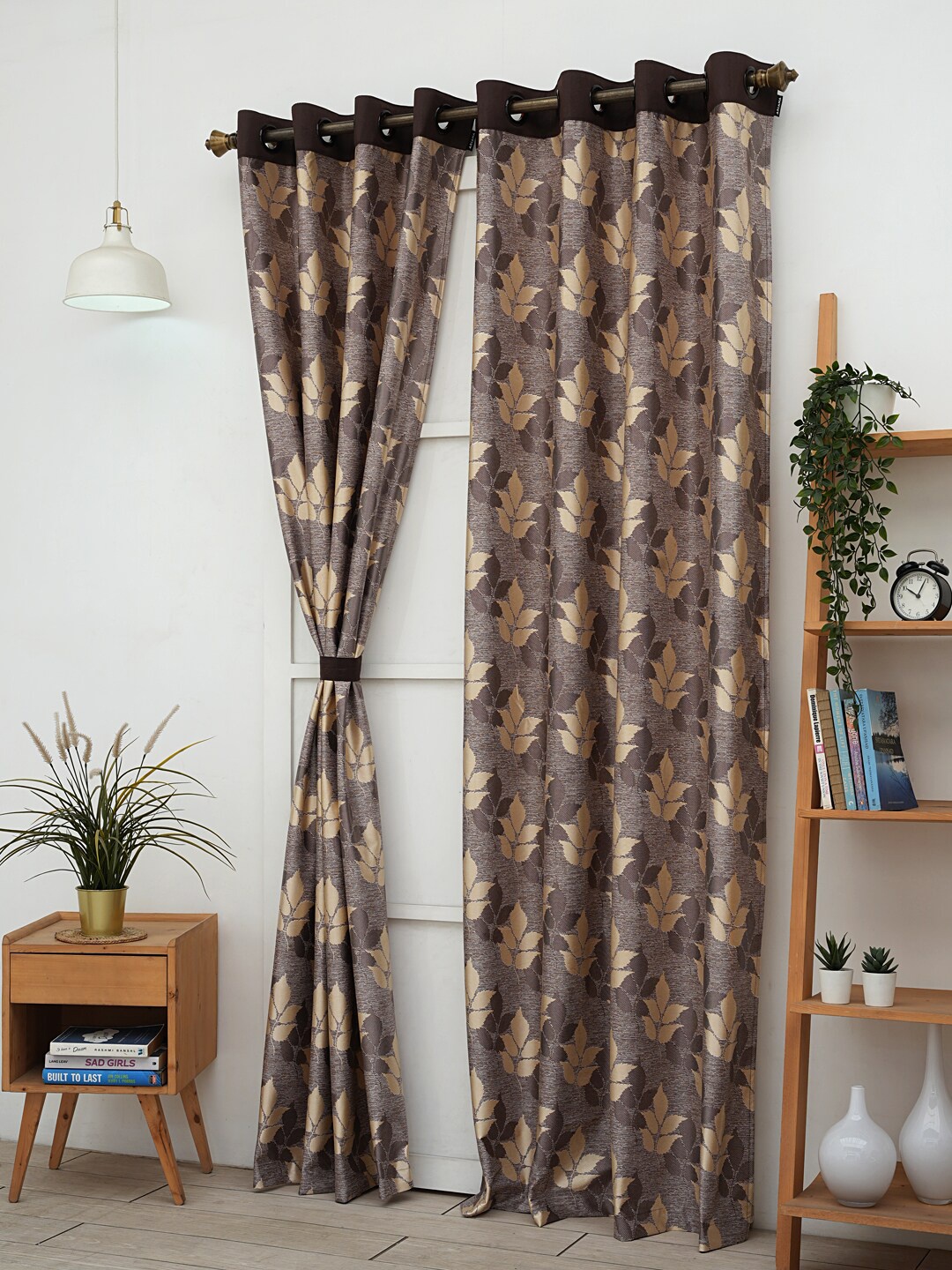 

Ariana Brown & Gold-Toned Floral Printed Door Curtain