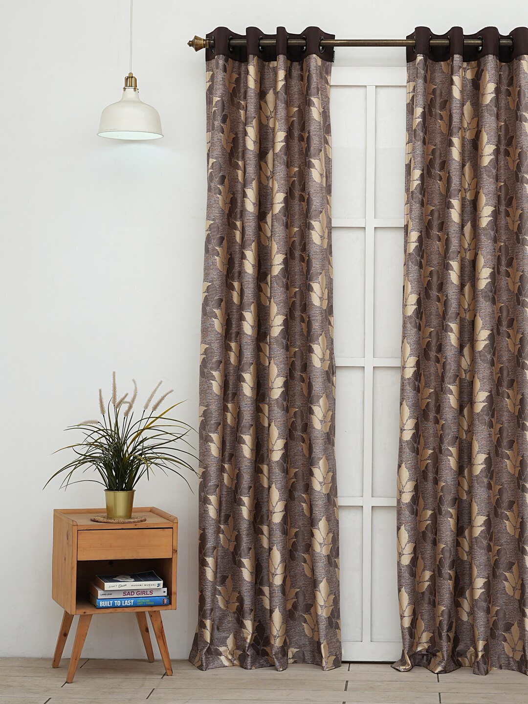 

Ariana Brown & Gold-Toned Floral Long Door Curtain