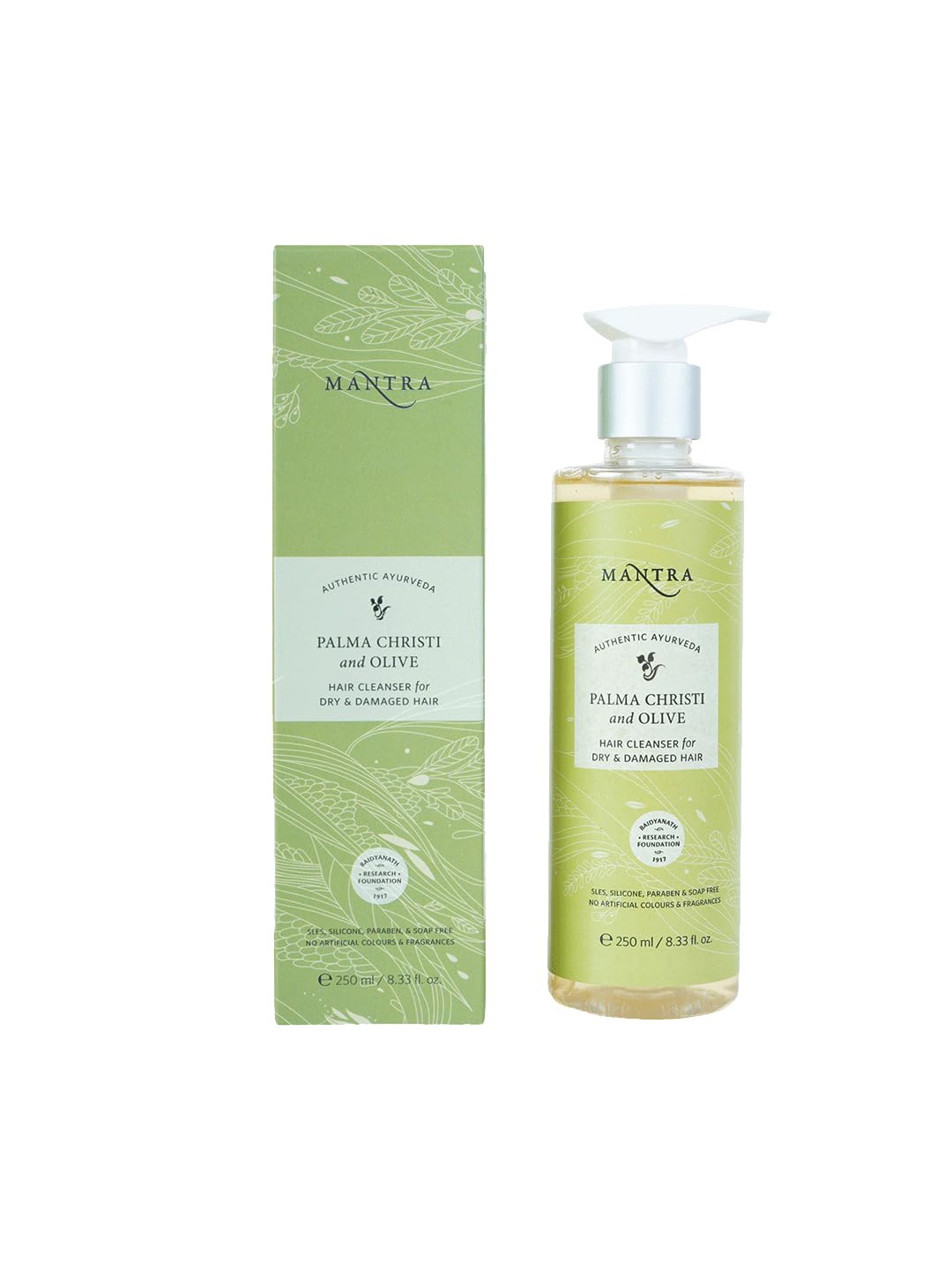 

Mantra Herbal Palma Christi & Olive Hair Cleanser for Dry & Damaged Hair - 250 ml, Green