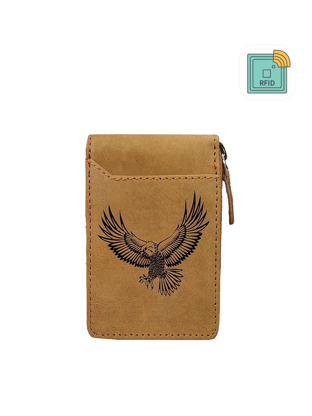 

ABYS Printed Genuine Leather Zip Around Wallet, Tan