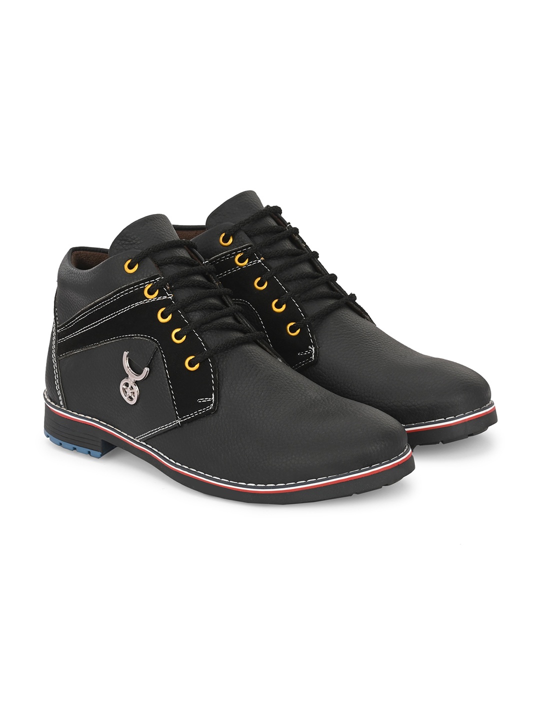 

Azzaro Black Men Textured Mid-Top Regular Boots