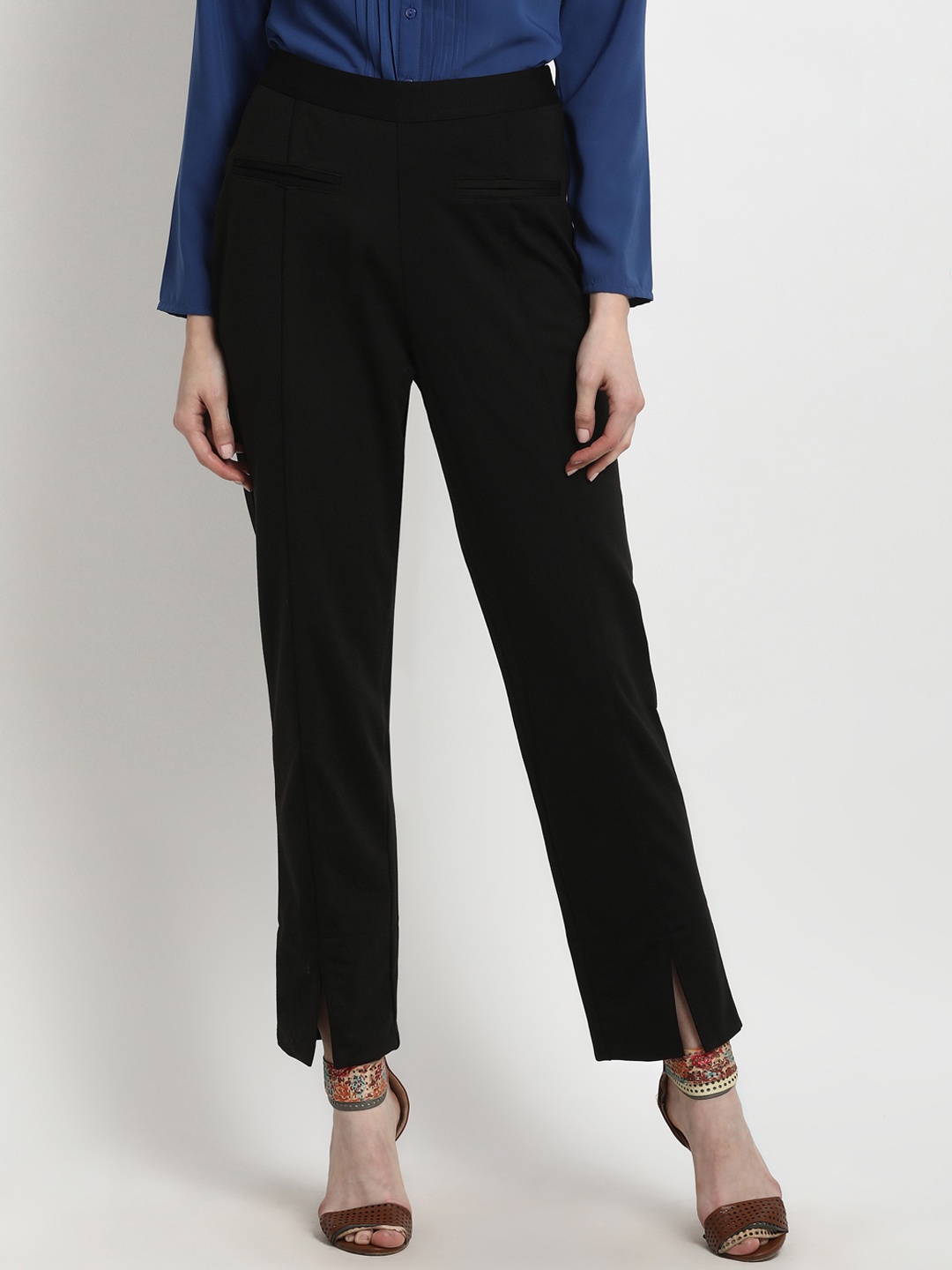 

Marie Claire Women Black Smart Regular Fit Solid Trousers