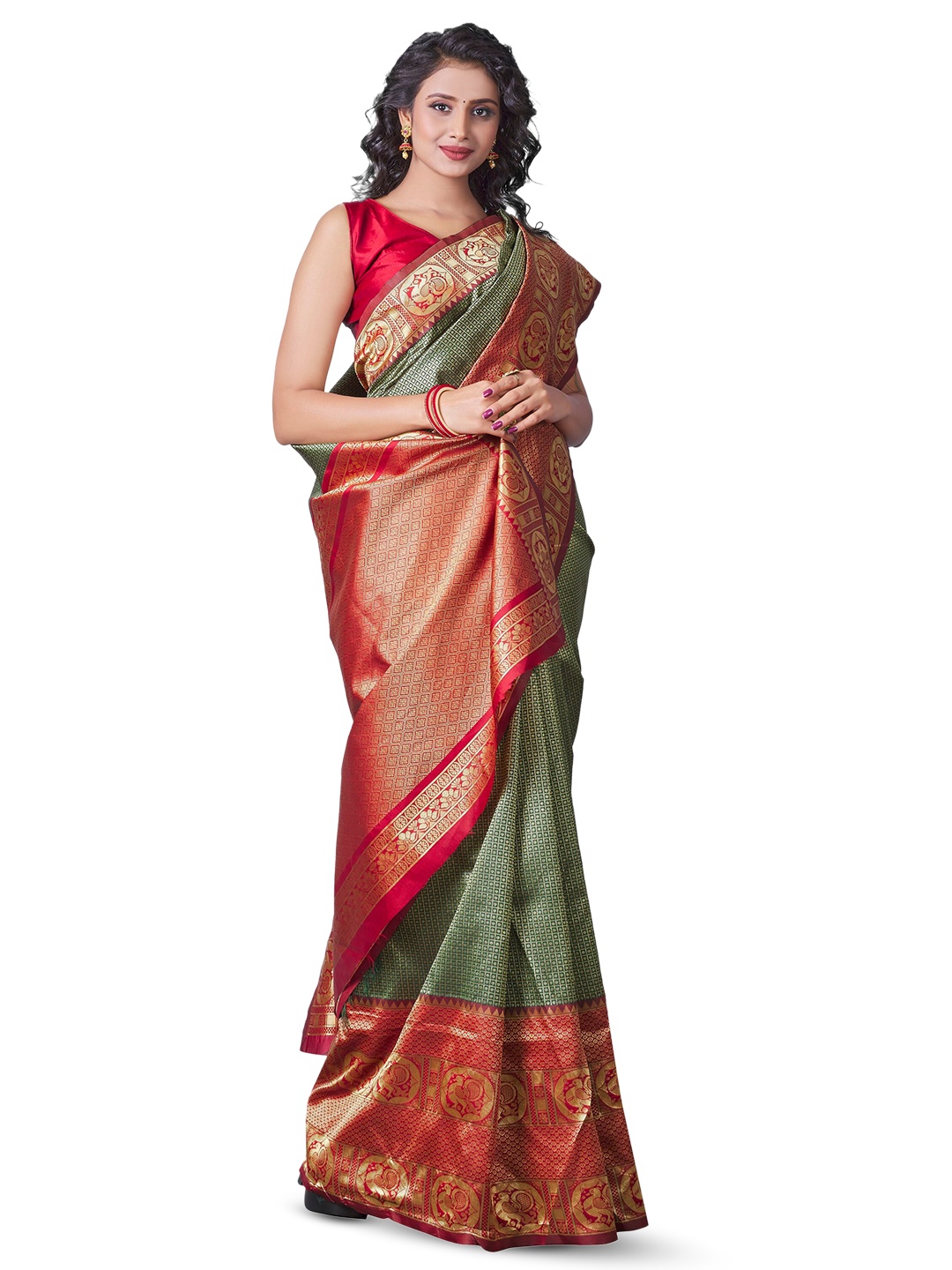

Fashion Booms Ethnic Woven Design Zari Pure Silk Banarasi Saree, Green