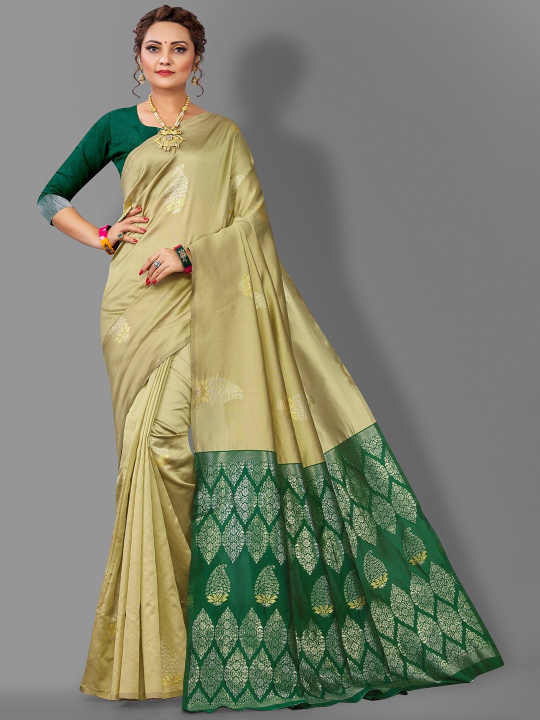 

Fashion Booms Ethnic Woven Design Zari Pure Silk Banarasi Saree, Yellow