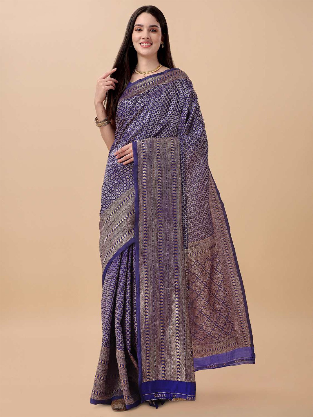 

Fashion Booms Ethnic Motif Woven Design Zari Pure Silk Banarasi Saree, Blue