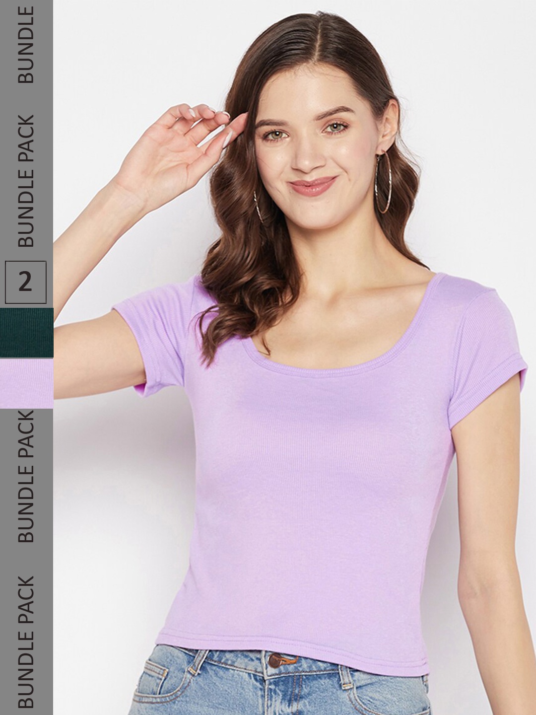 

Clora Creation Pack Of 2 Scoop Neck Top, Lavender