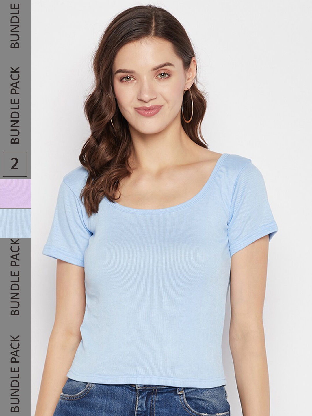 

Clora Creation Pack Of 2 Scoop Neck Top, Blue