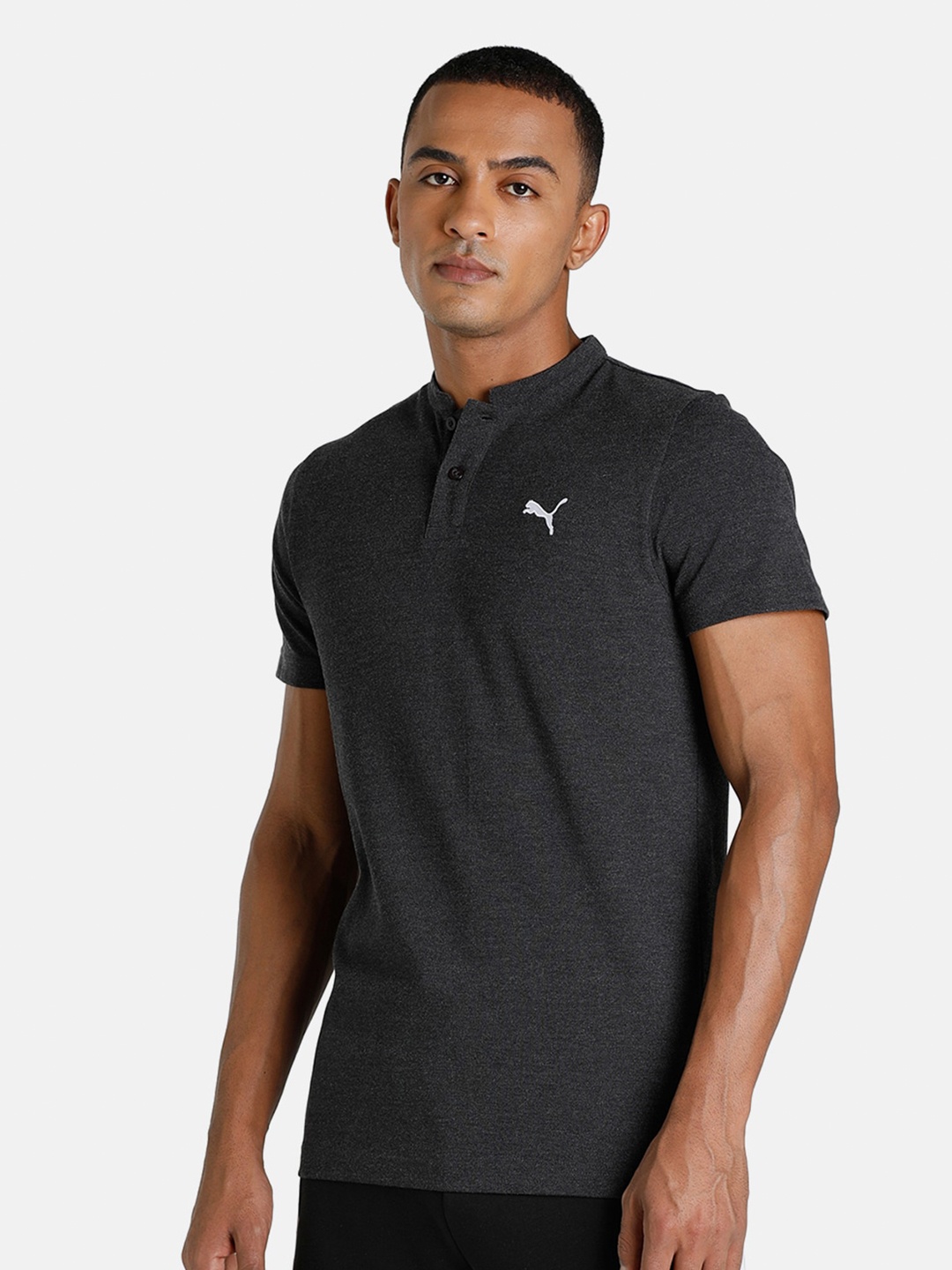 

Puma CR Band Collar Cotton Polo T-Shirt, Black