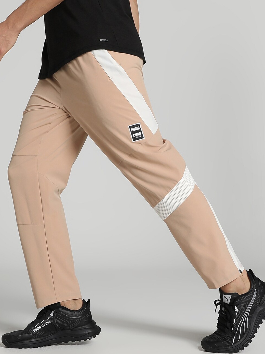 

Puma x Ciele Run Colorblocked Sustainable Cotton Track Pant, Beige