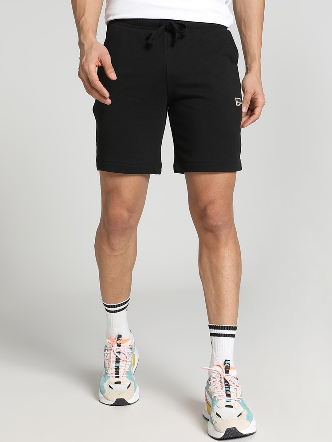 

Puma Men DOWNTOWN Logo Printed Cotton Shorts, Black