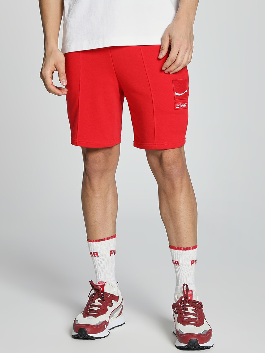 

Puma X COCA COLA Men Graphic Printed Cotton Shorts, Red
