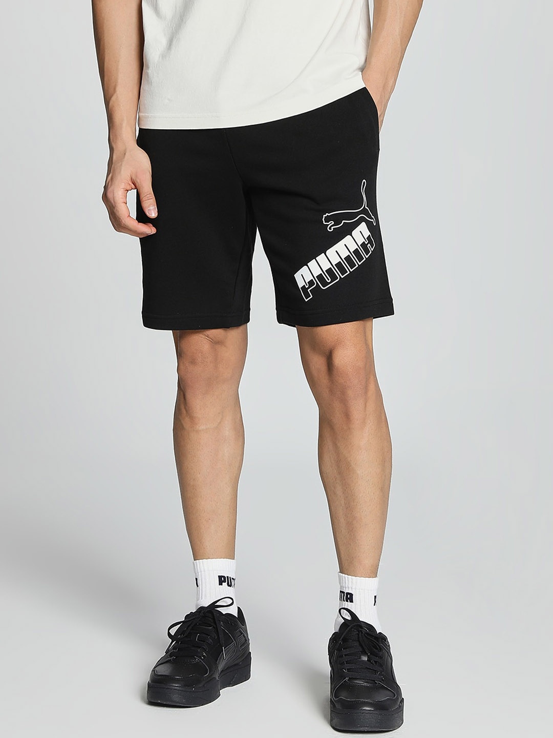 

Puma Men Big Logo 10" Printed Cotton Shorts, Black