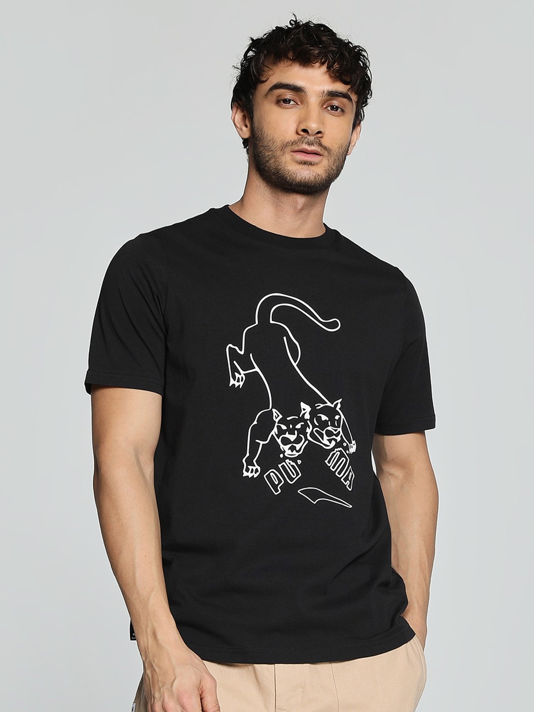 

Puma Graphics Cerberus Printed Cotton Regular Fit T-Shirt, Black