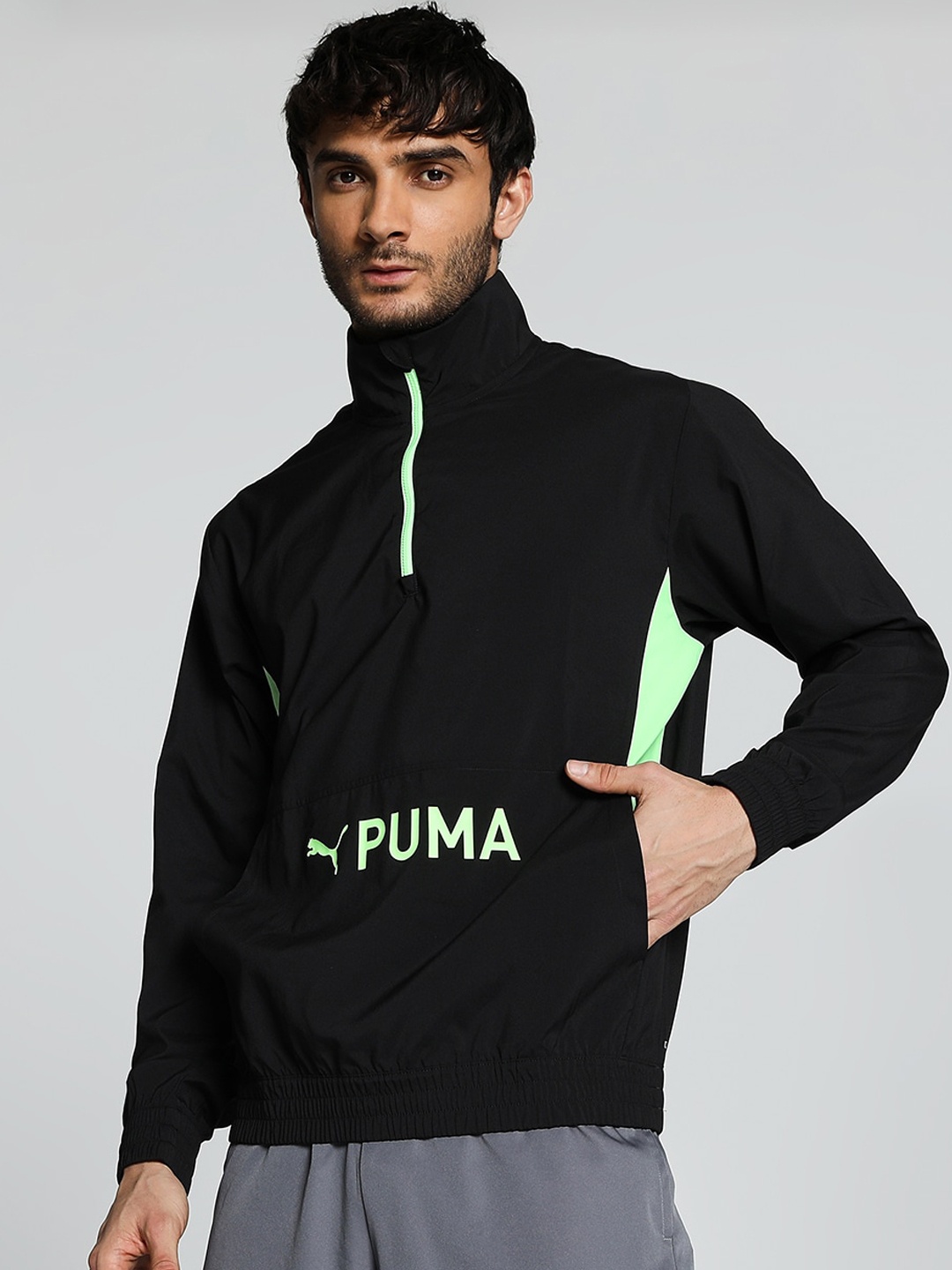 

Puma Men Woven Logo Printed Sporty Jacket, Black