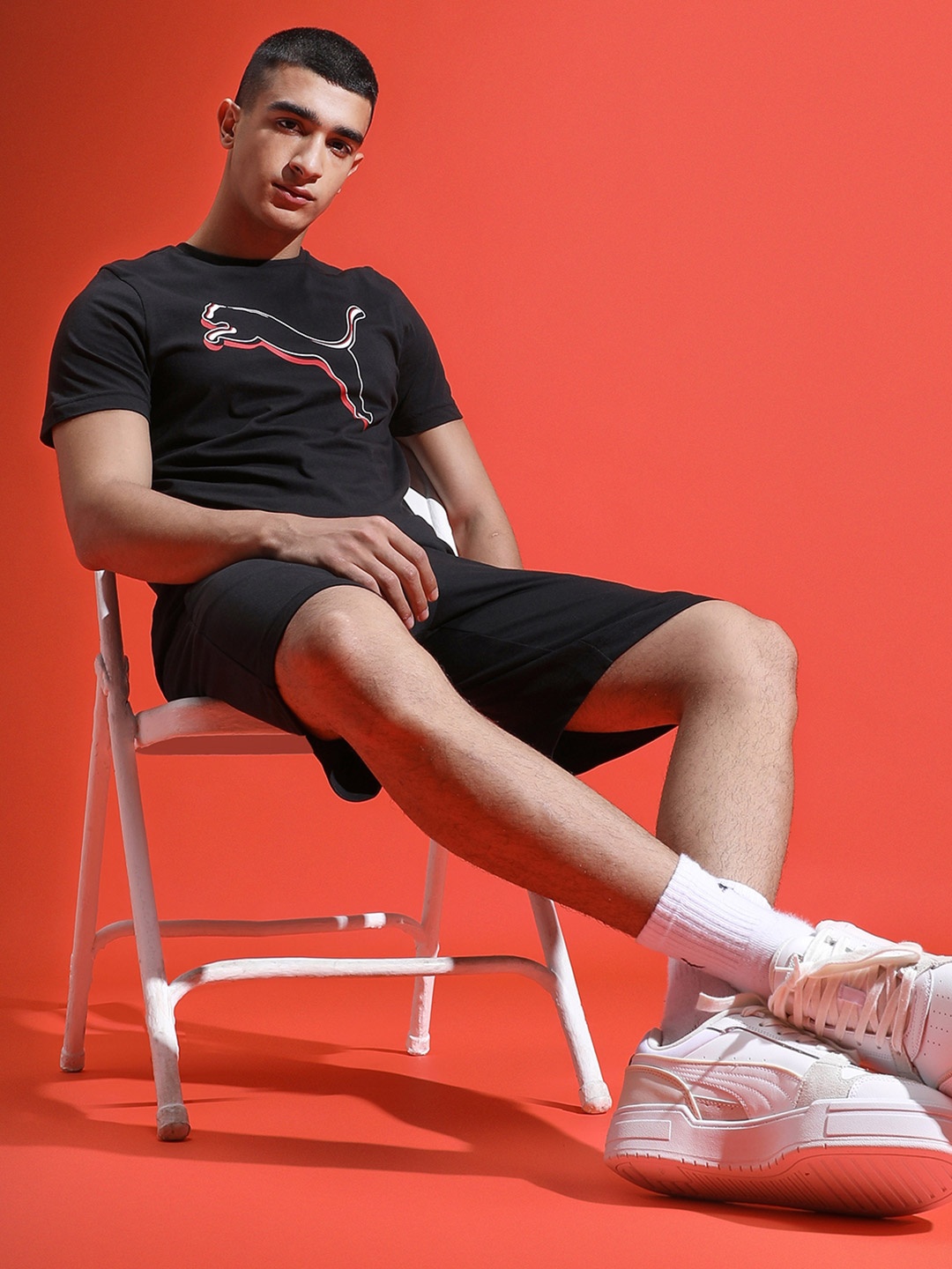 

Puma Men Graphic Printed Cotton Slim Fit T-Shirt, Black