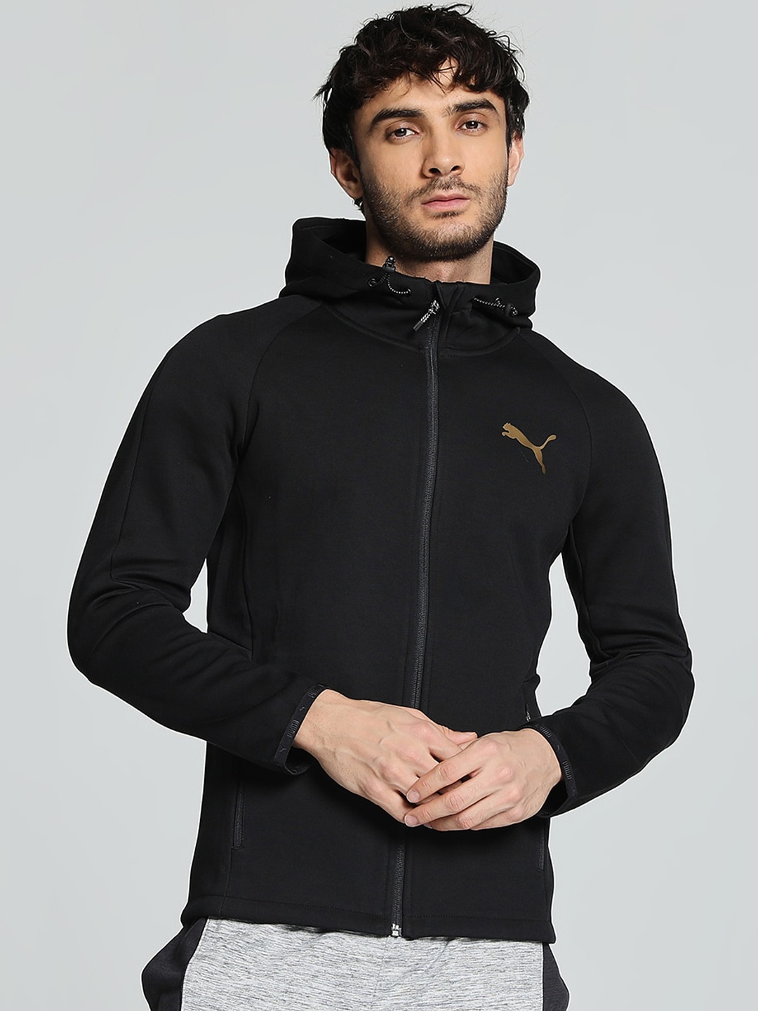 

Puma Men Evostripe Full Zip Slim Fit Cotton Sporty Hoodie, Black