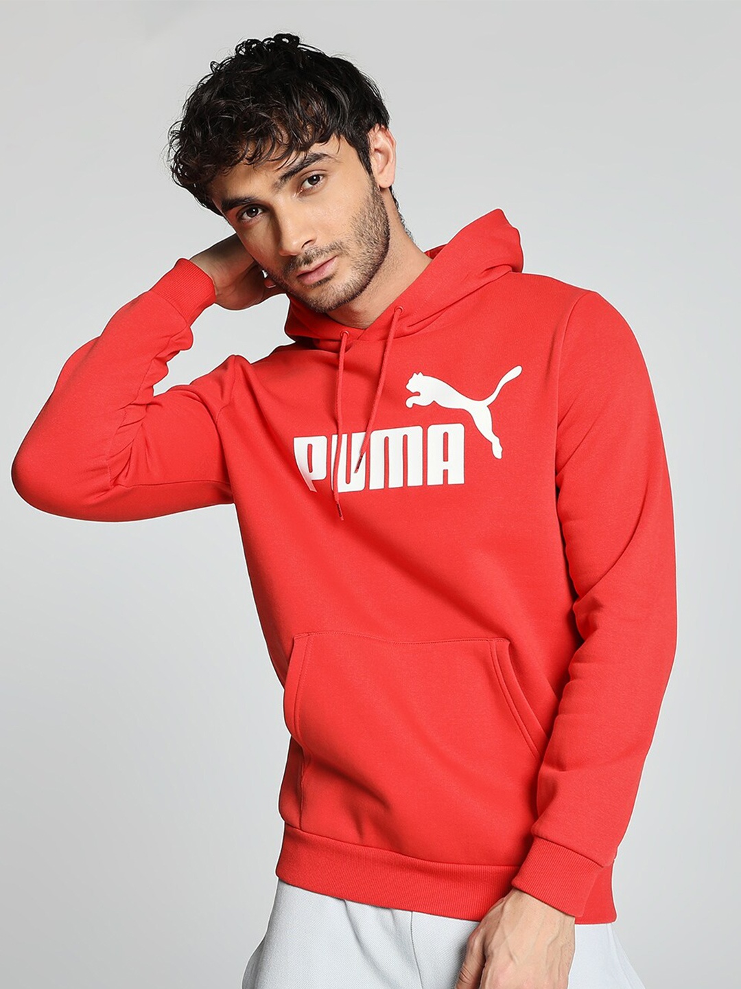 

Puma ESS Big Logo Printed Cotton Hoodie Sweatshirt, Red