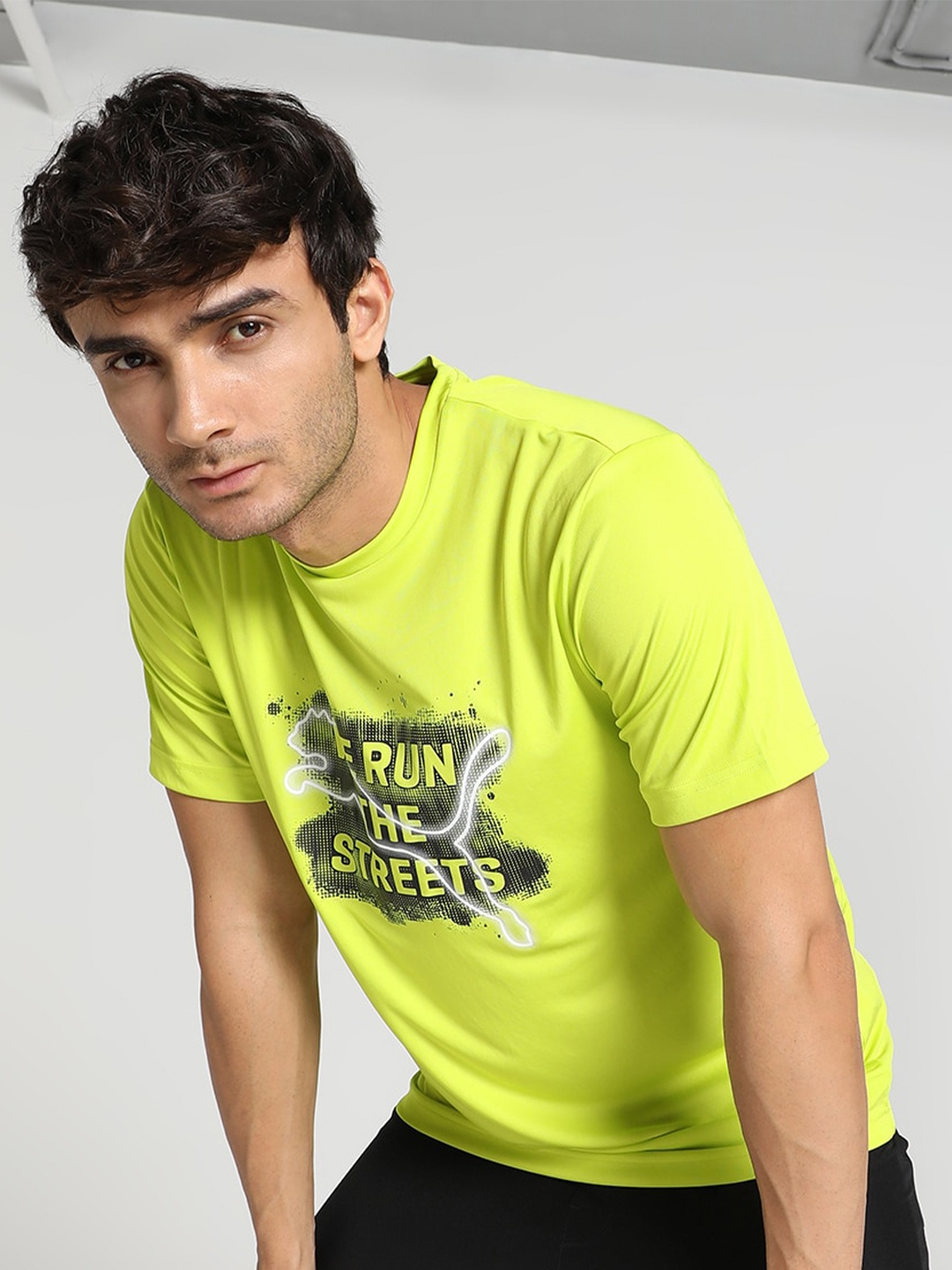 

Puma Ms Graphic Running T-Shirt, Lime green