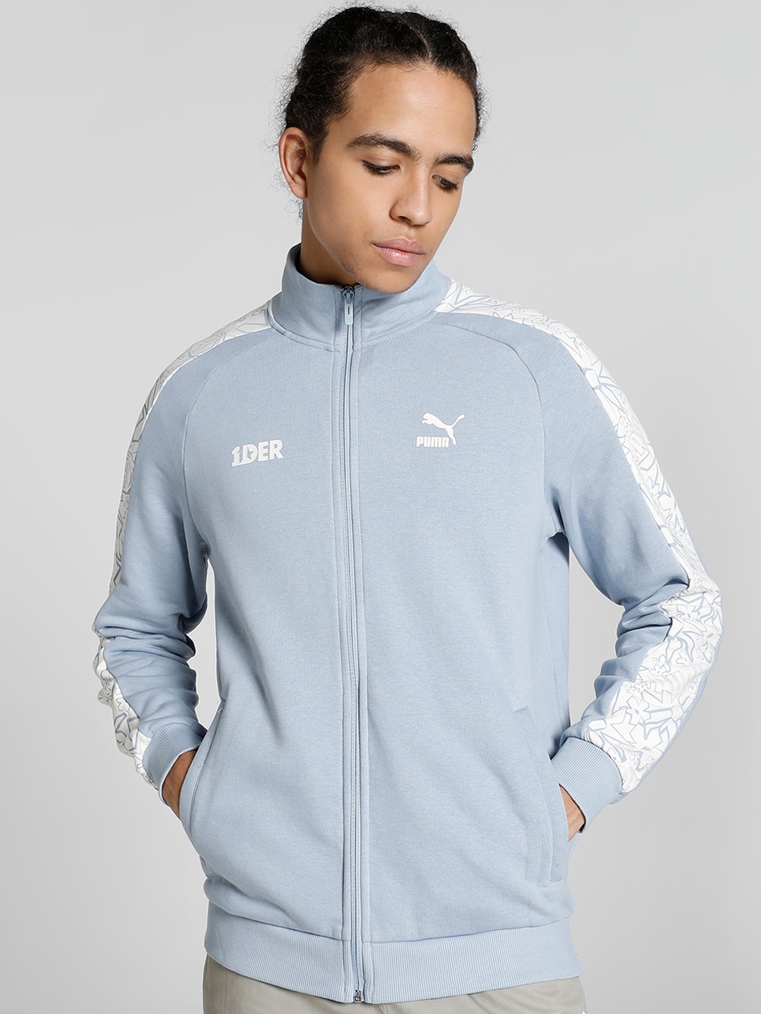 

Puma x 1DER Men FeelGood Logo Printed Cotton Sporty Jacket, Blue