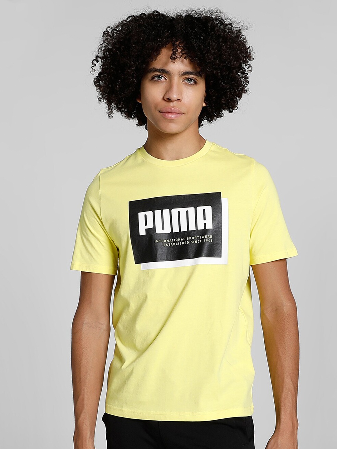 

Puma Summer Court Graphic-Printed Regular Fit Cotton T-Shirt, Yellow