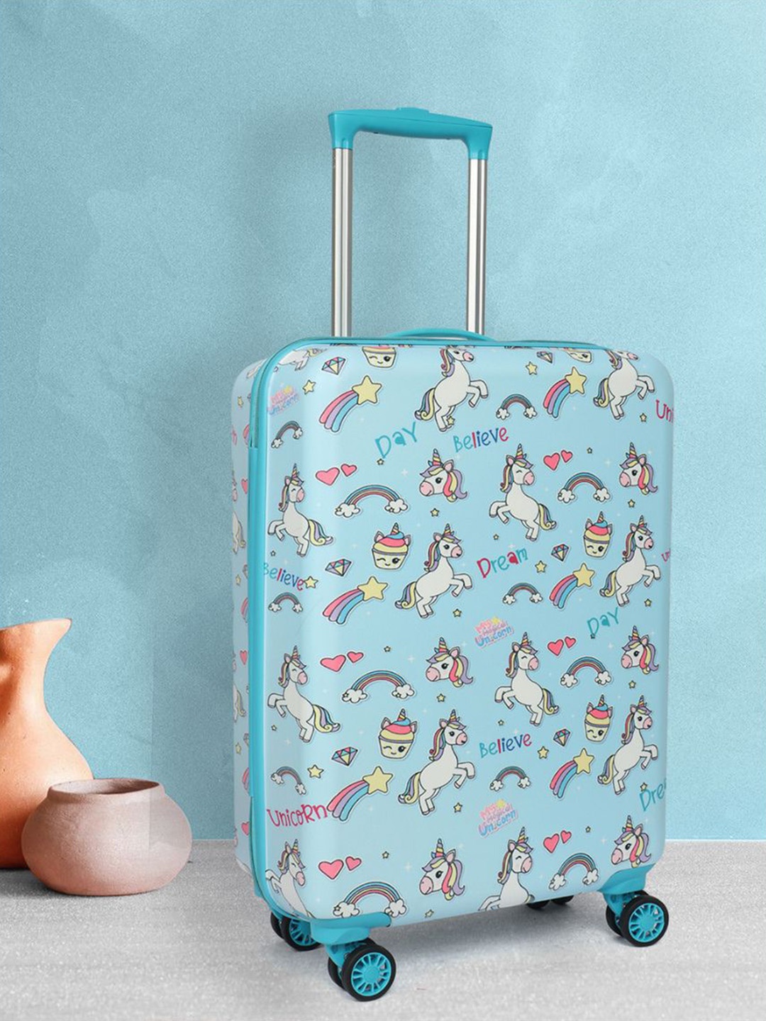

NOVEX Kids Hard-Sided Water-Resistant Cabin Trolley Suitcase, Turquoise blue