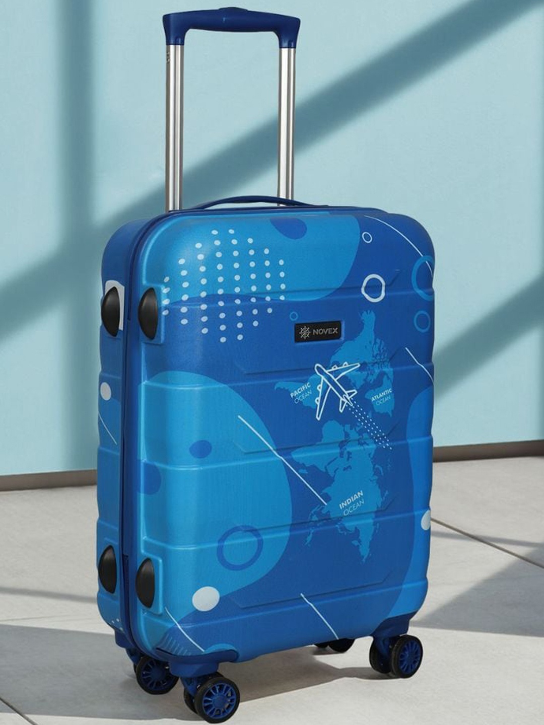 

NOVEX Large Hard-Sided Water-Resistant Trolley Suitcase, Blue
