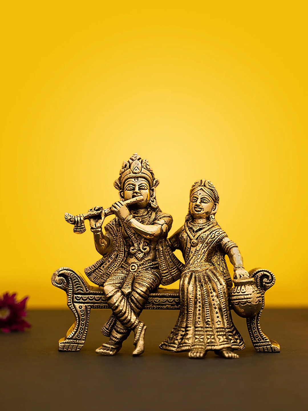 

DecorTwist Gold-Toned Textured Radha Krishna Idol Showpiece
