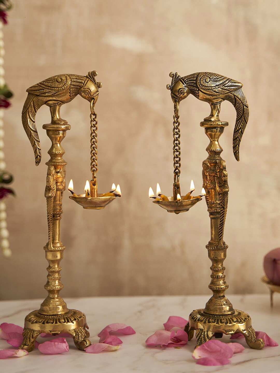 

DecorTwist Gold Toned Brass Diya Parrot Oil Lamp
