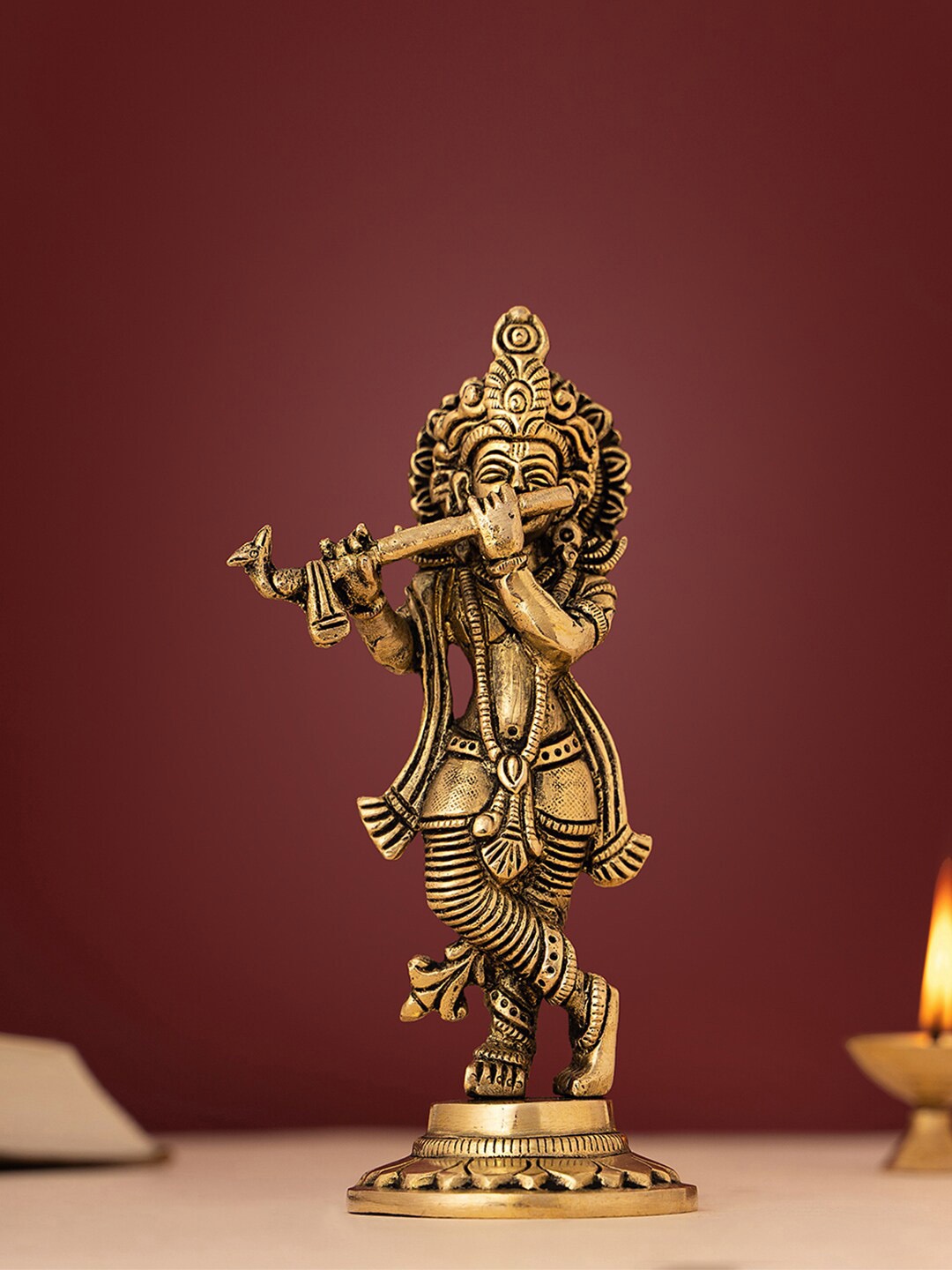 

DecorTwist Metallic-Toned Textured Lord Krishna Showpiece