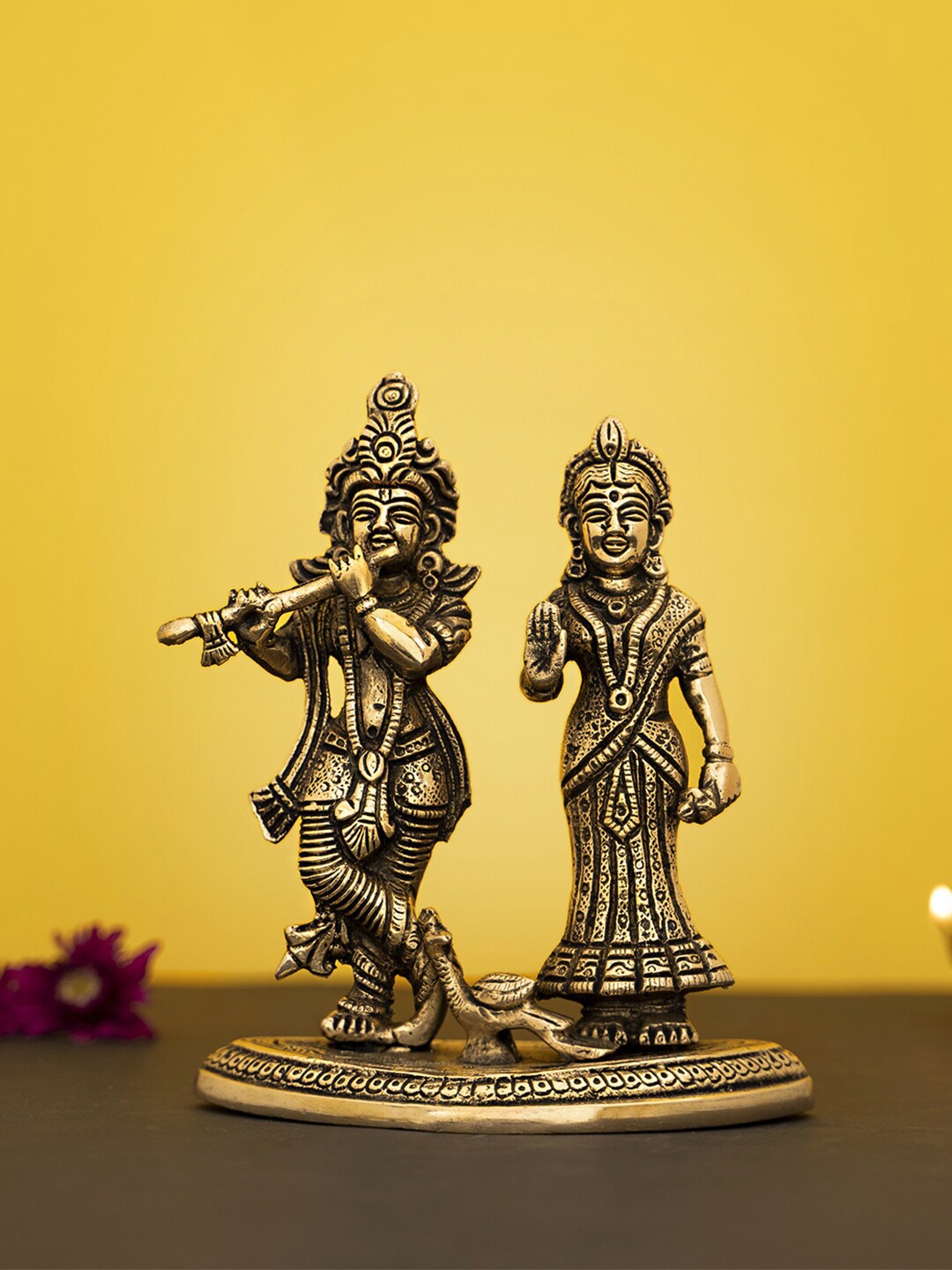 

DecorTwist Metallic-Toned Textured Radha Krishna Idol Showpiece