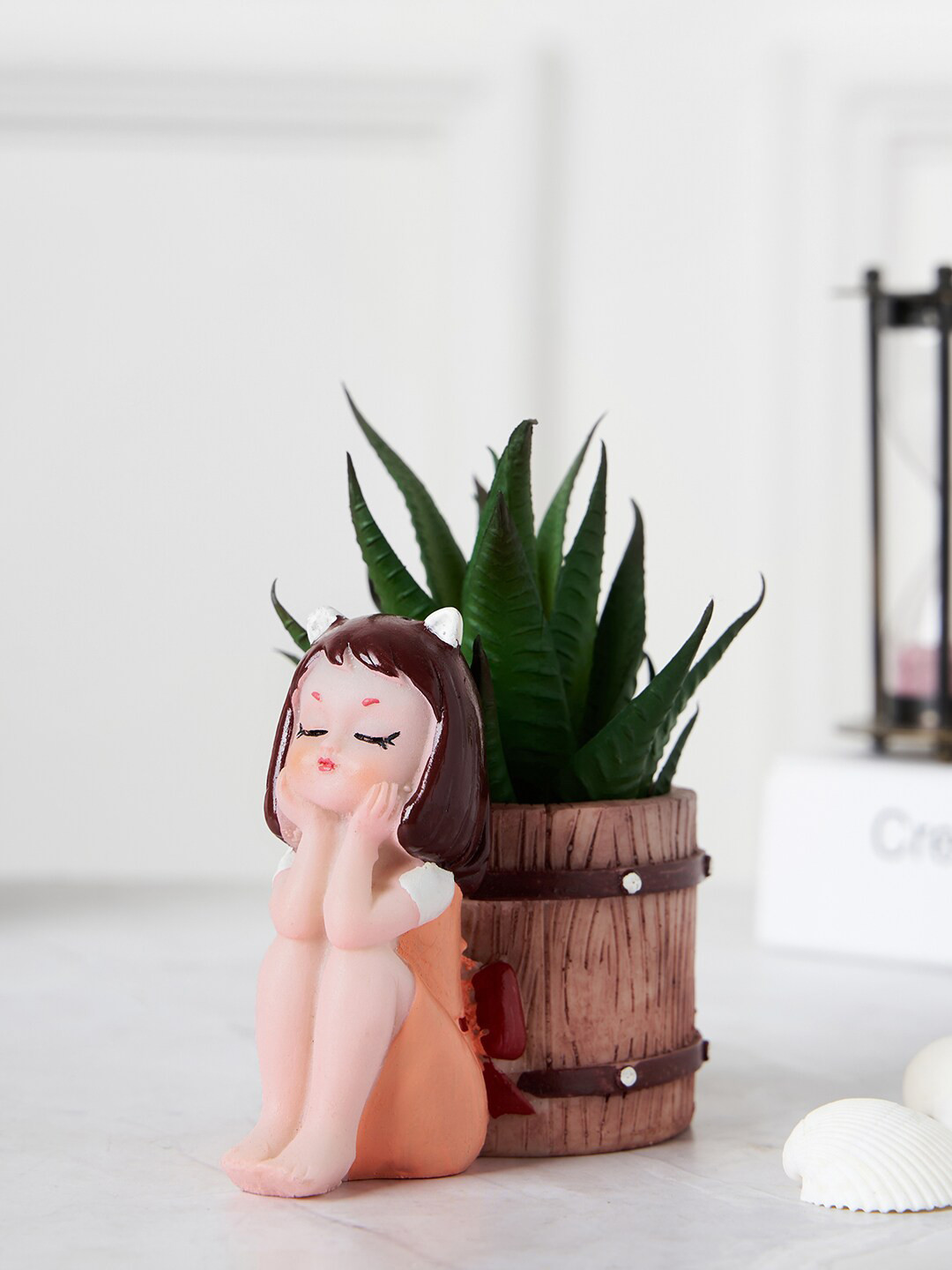 

DecorTwist Orange Girl Basket Succulent Planter