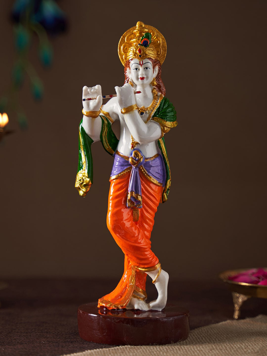 

DecorTwist White & Red Textured Lord Krishna Idol Showpiece