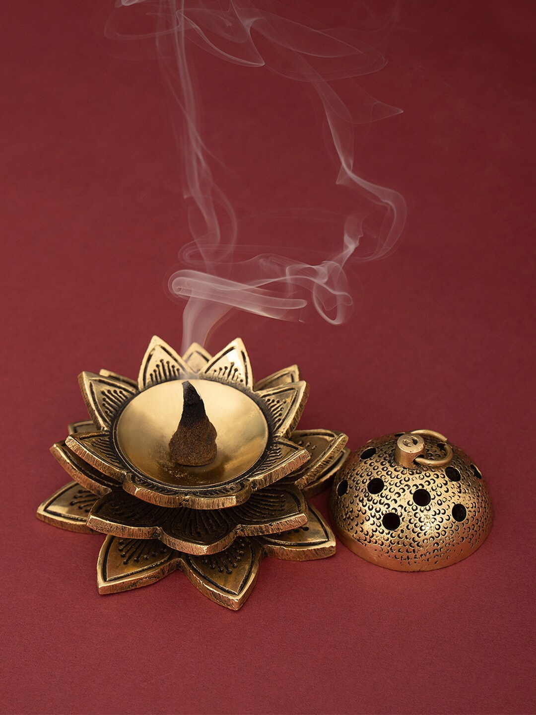 

DecorTwist Gold-Toned Brass Dhoop Dani & Agarbatti Stand