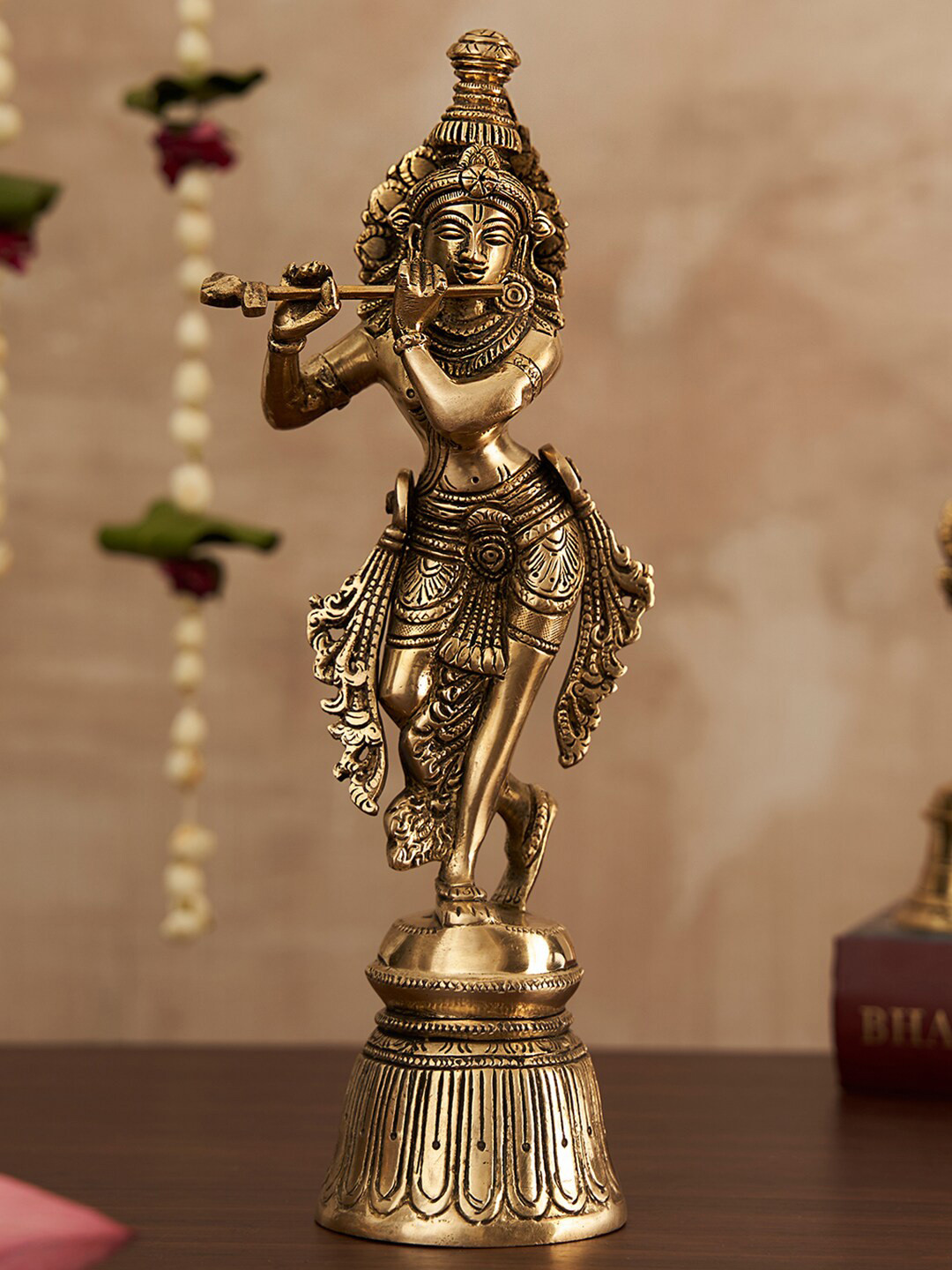 

DecorTwist Metallic-Toned Brass Krishna Idol Religious Showpiece