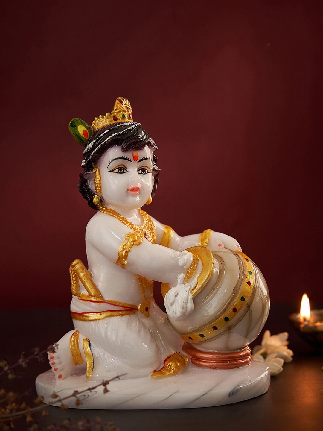 

DecorTwist White Marble Lord Krishna Idol Showpiece