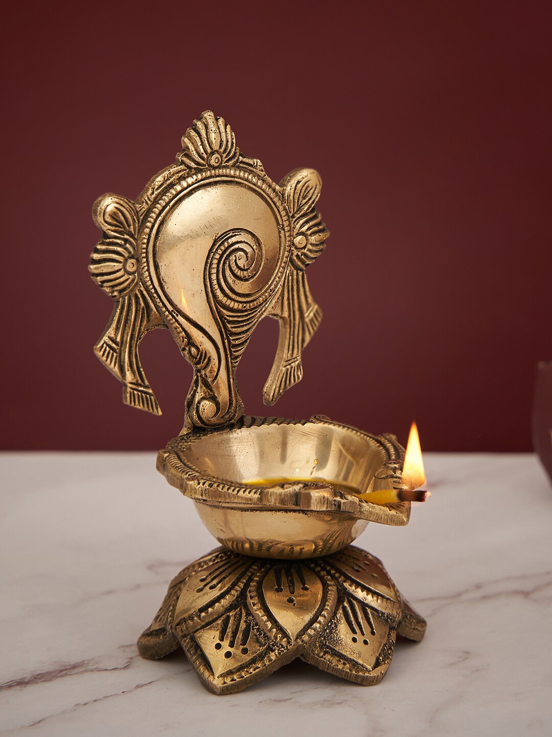 

DecorTwist Gold-Toned Brass Shank Single Wick Diya