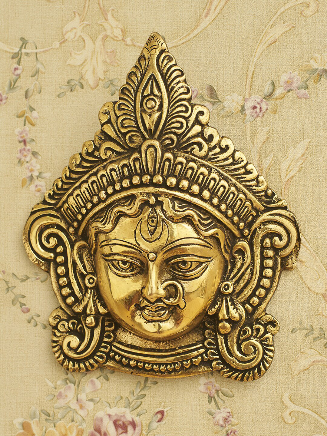 

DecorTwist Gold-Toned Spiritual Brass Durga Wall Art
