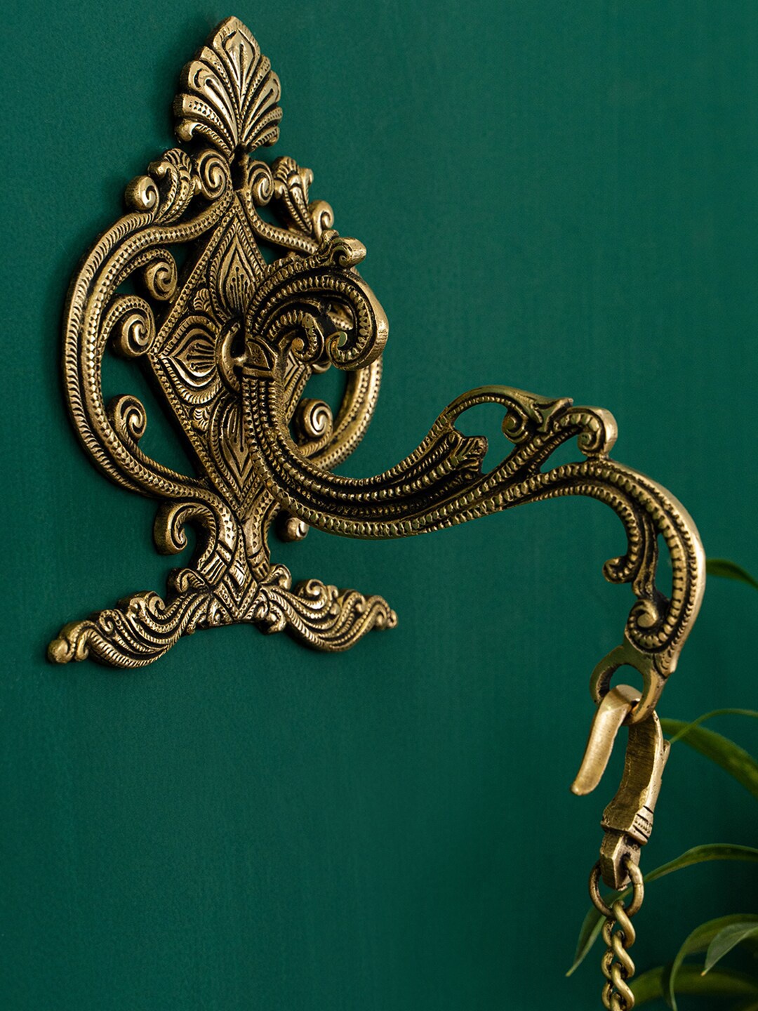 

DecorTwist Gold-Toned Brass Wall Hook Hanging Plant Bracket