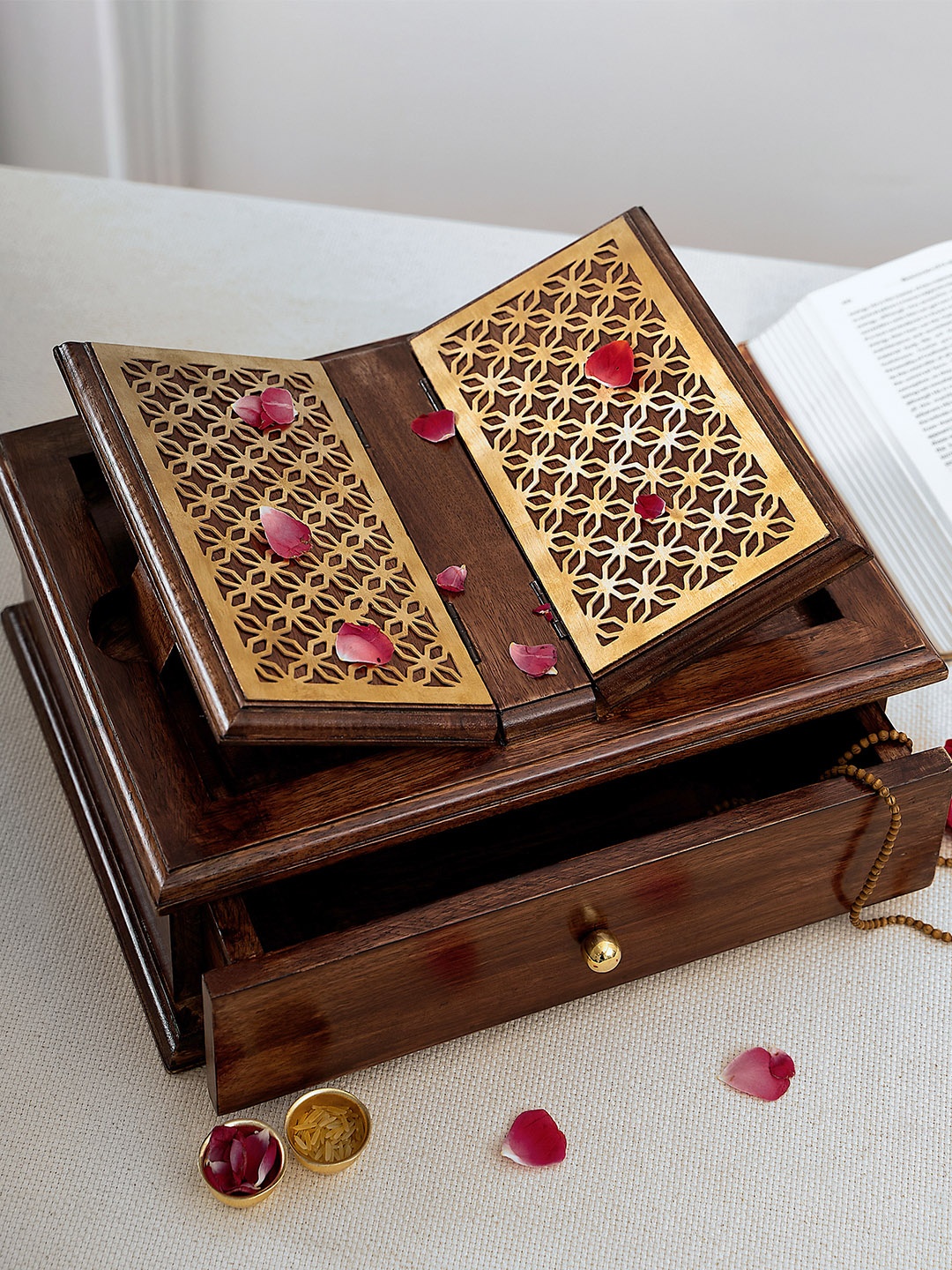

DecorTwist Wooden Holy Book Stand, Brown