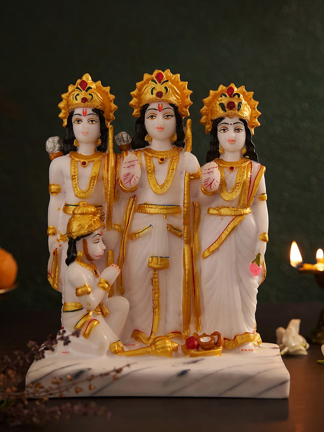 

DecorTwist White & Yellow Ram Darbar Idol Showpieces