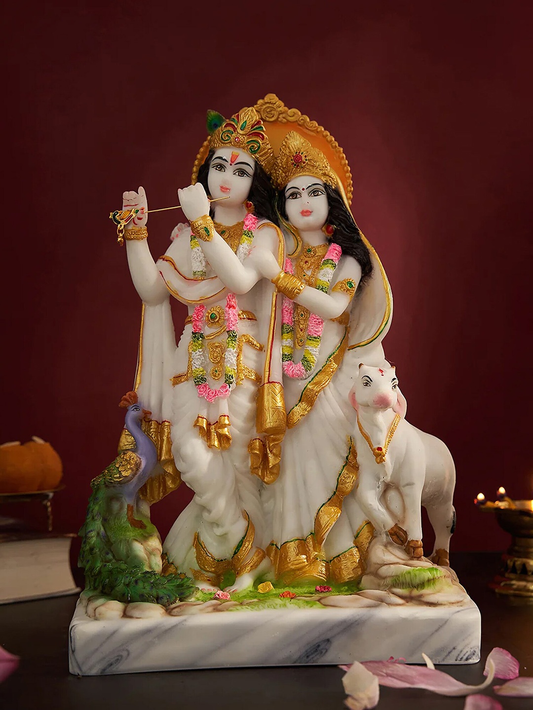 

DecorTwist White & Yellow Textured Lord Radha Krishna Idol Showpiece