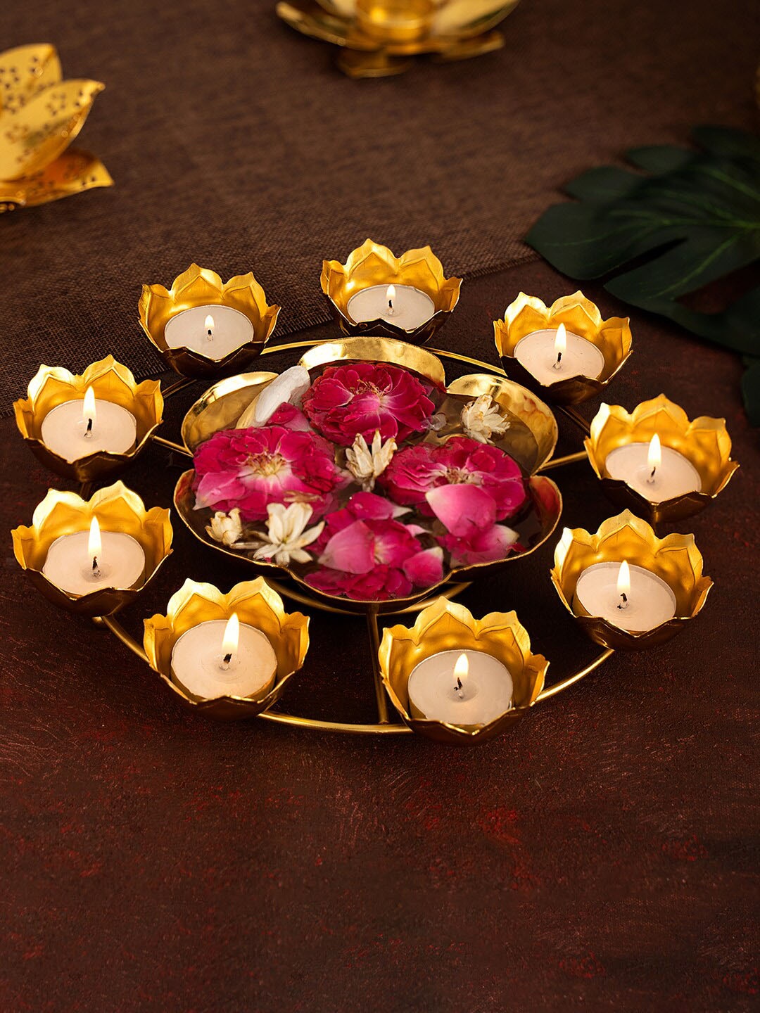 

DecorTwist Flower Urli Decorative Bowls, Gold