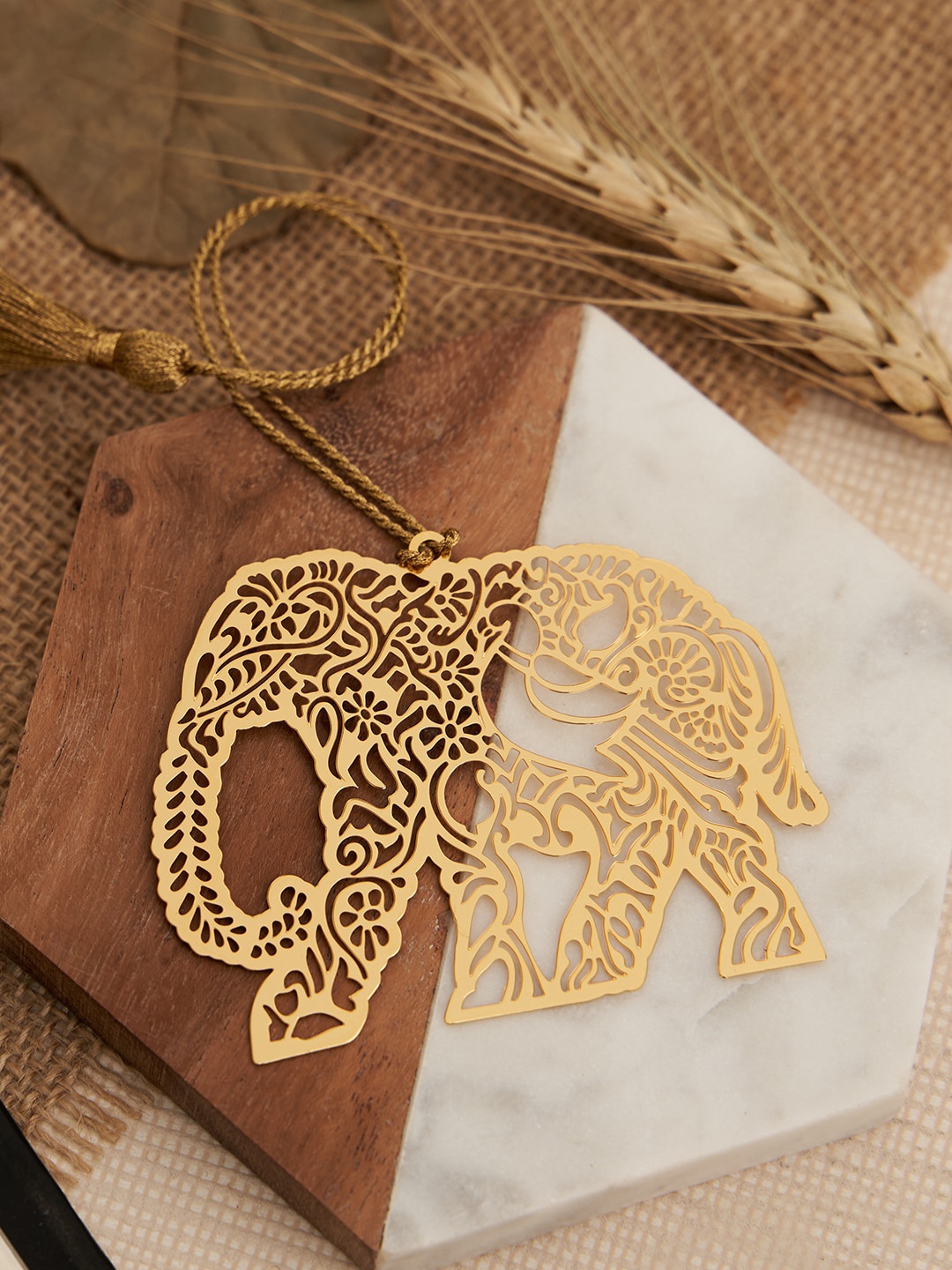 

DecorTwist Brass Elephant Bookmark, Gold
