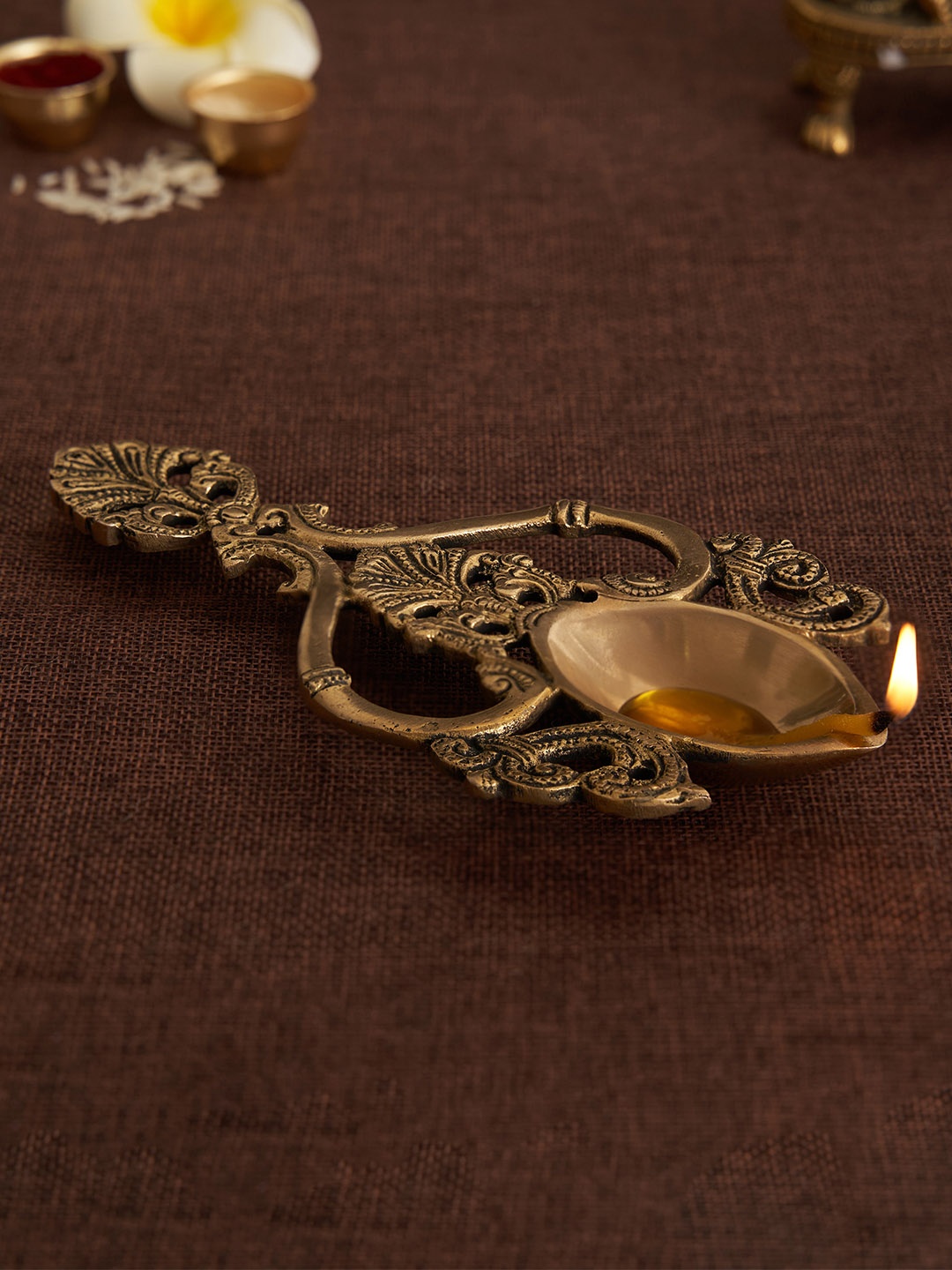 

DecorTwist Gold Toned Brass Pooja Havan Spoon