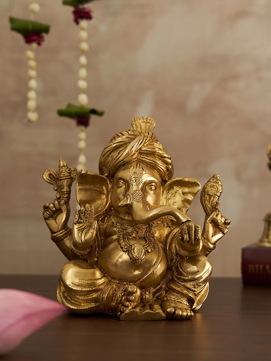 

DecorTwist Gold-Toned Brass Ganesh Idol Showpieces, Metallic