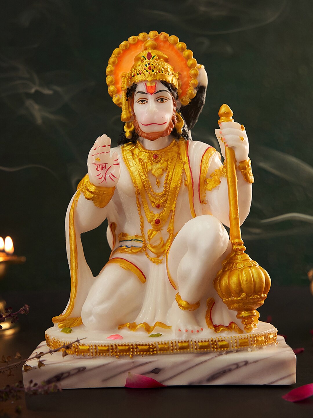 

DecorTwist White & Yellow Textured Hanuman Idol Showpiece